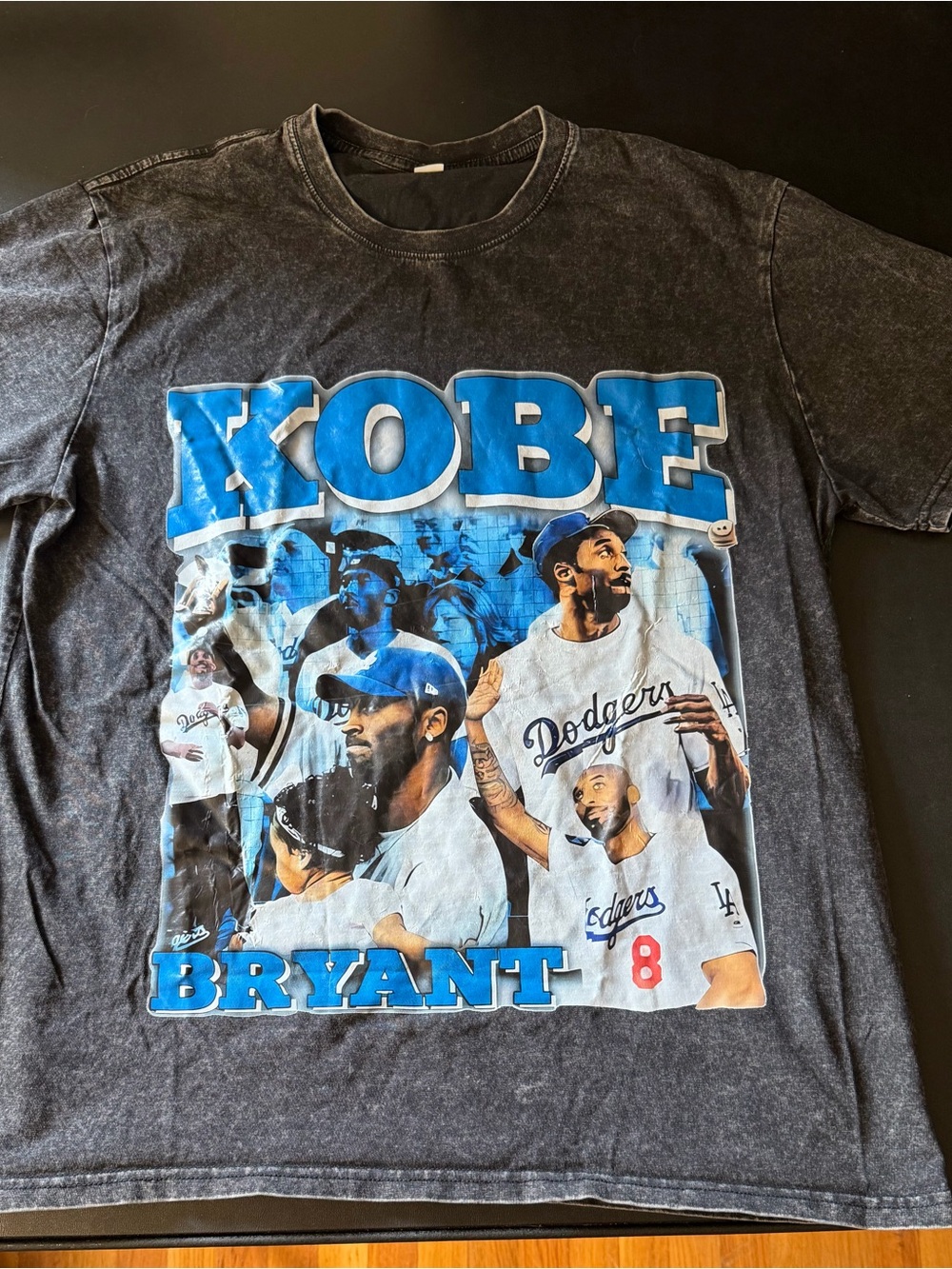 RARE! Y2K Kobe Bryant Dodgers Graphic Tee - Black with Blue Print